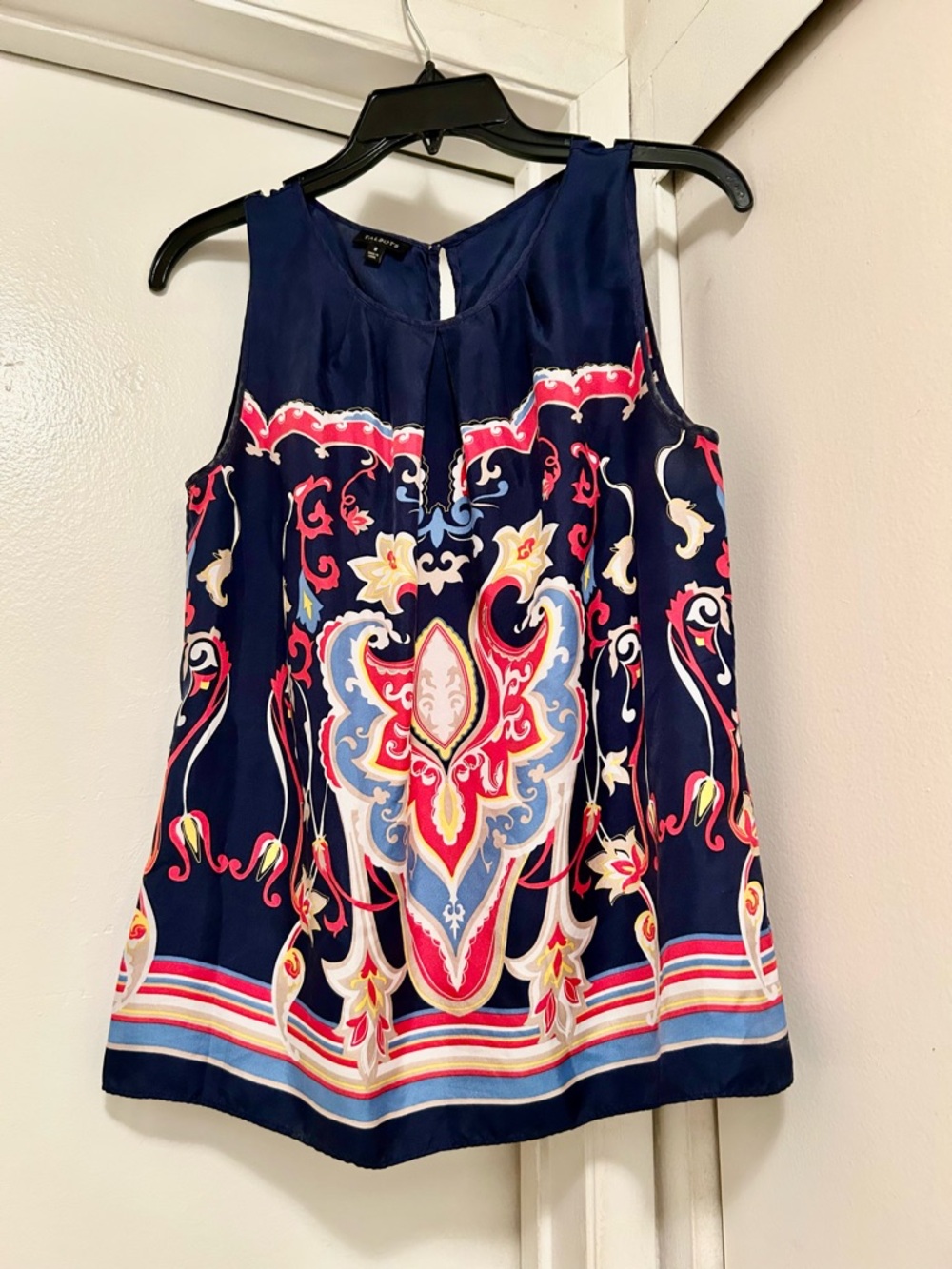 Talbots Navy Floral Paisley Sleeveless Camisole with Pink & Light Blue Accents